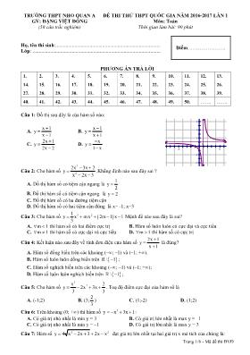 Đề thi thử THPT QG môn Toán học - Trường THPT Cái Bè